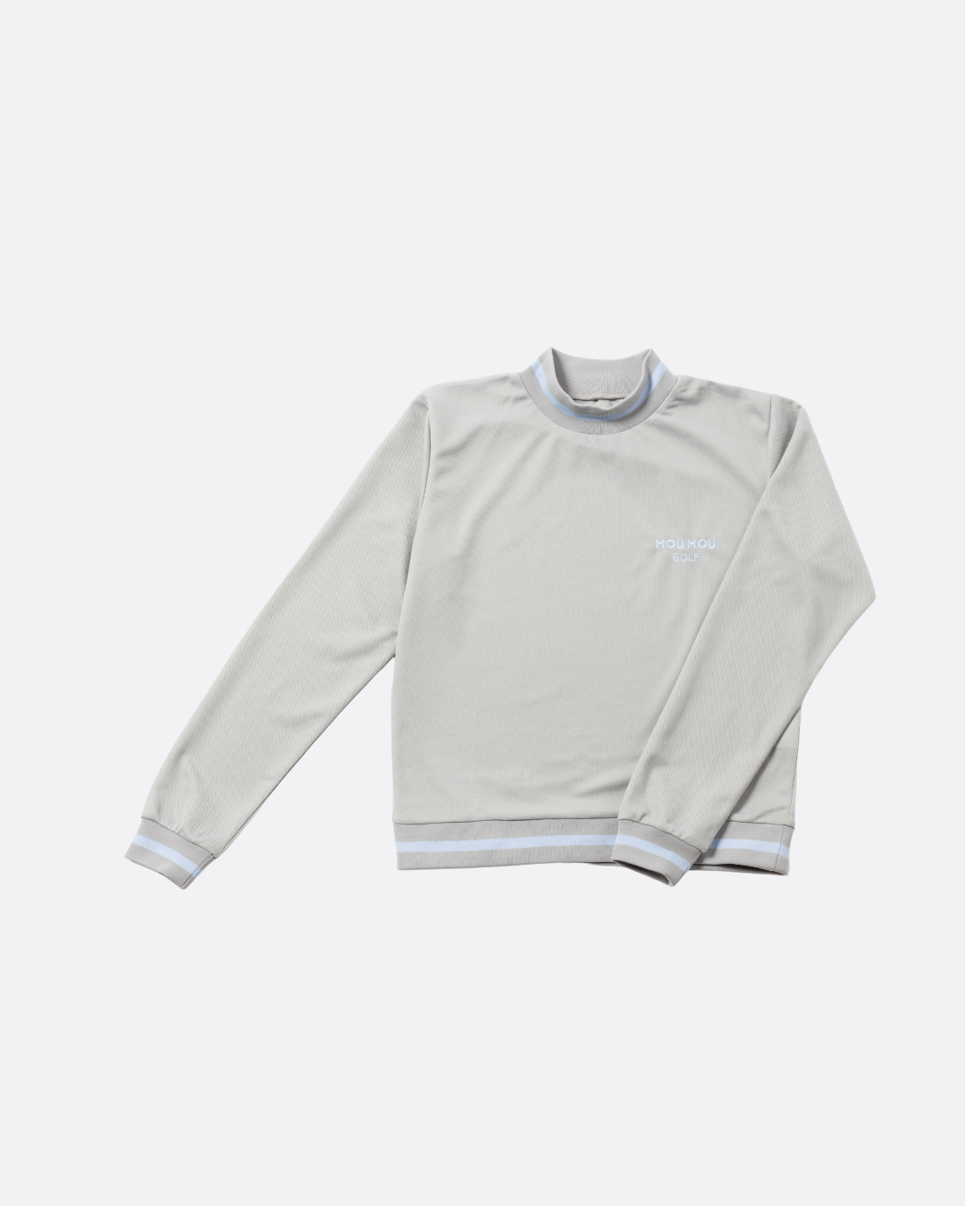 ラインボーダー長袖モックネック