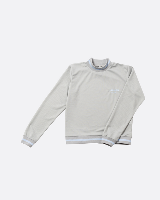 ラインボーダー長袖モックネック