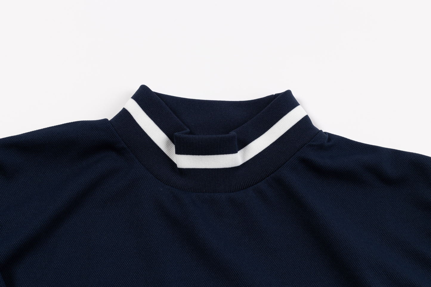 ラインボーダー長袖モックネック