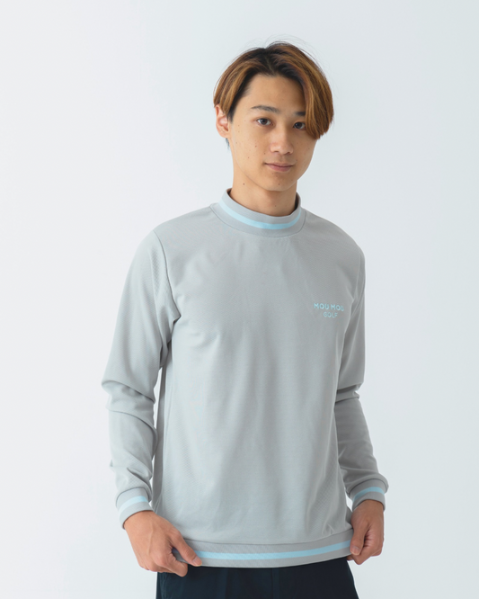 ラインボーダー長袖モックネック