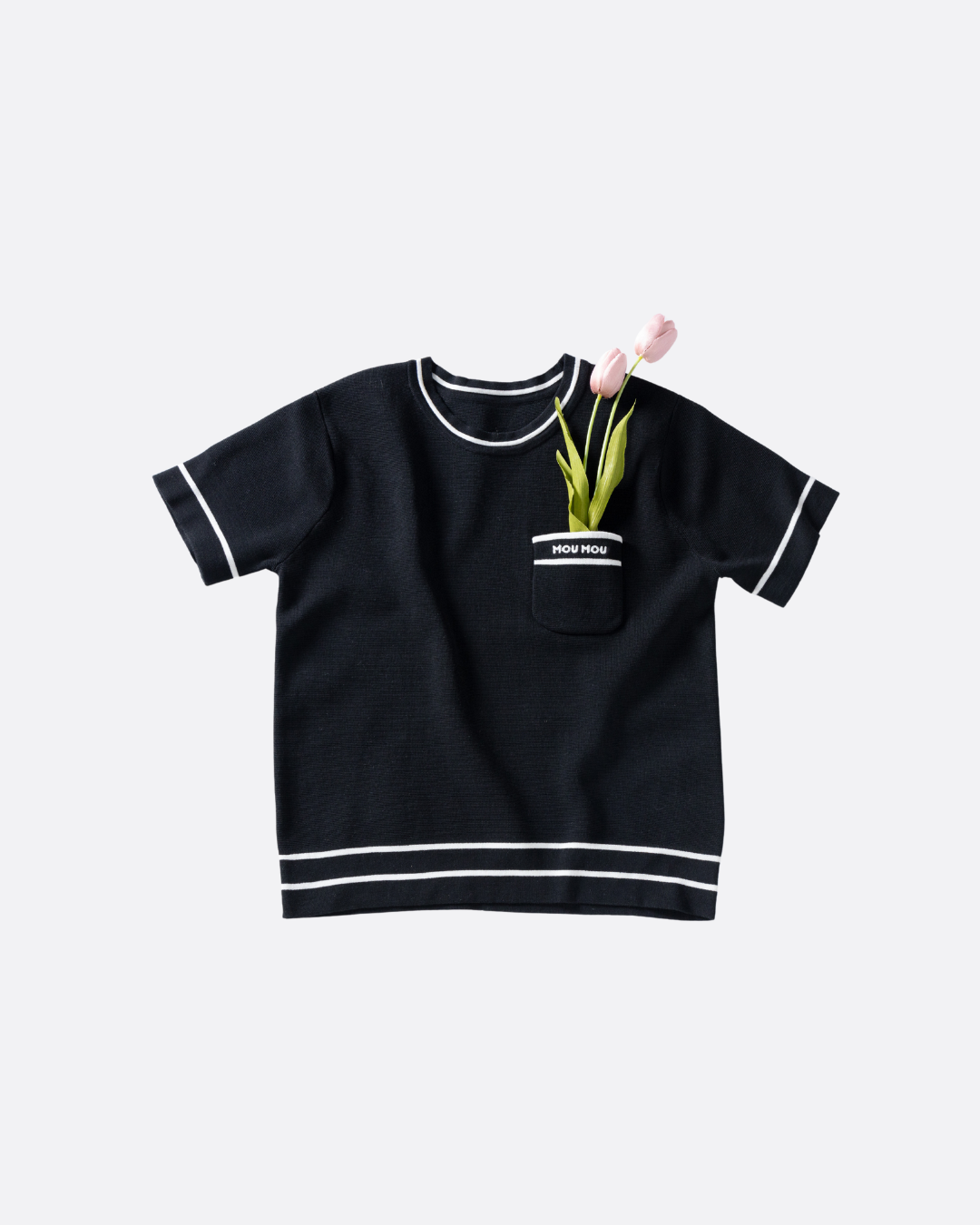 ポケット付き半袖ニット