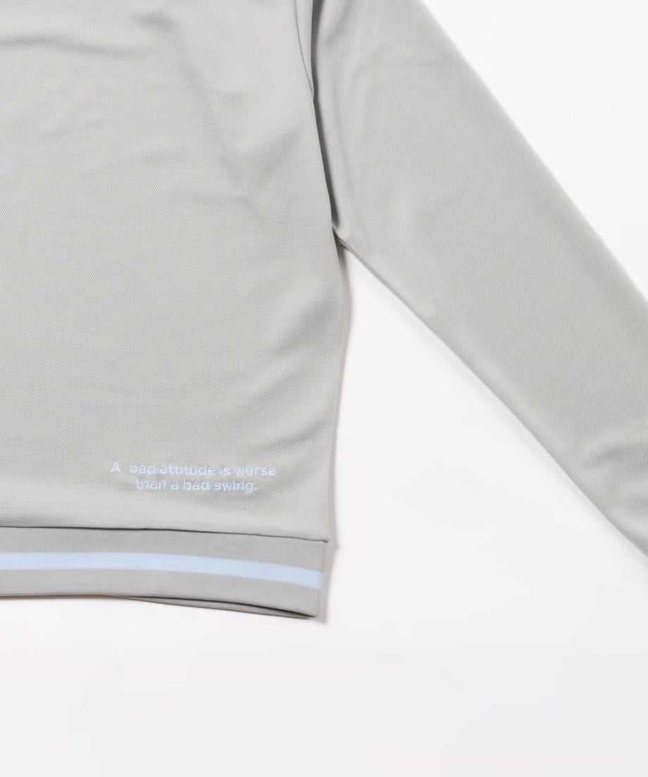 ラインボーダー長袖モックネック