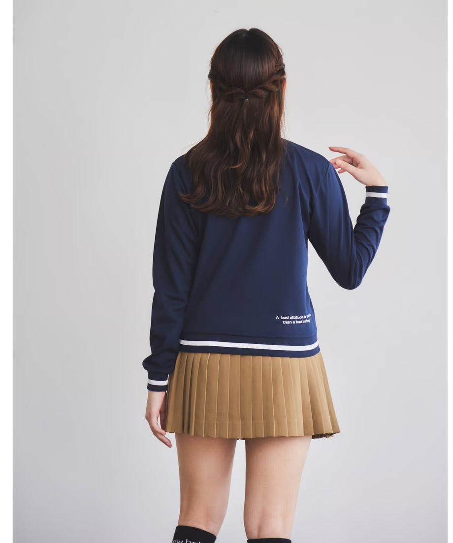 ラインボーダー長袖モックネック