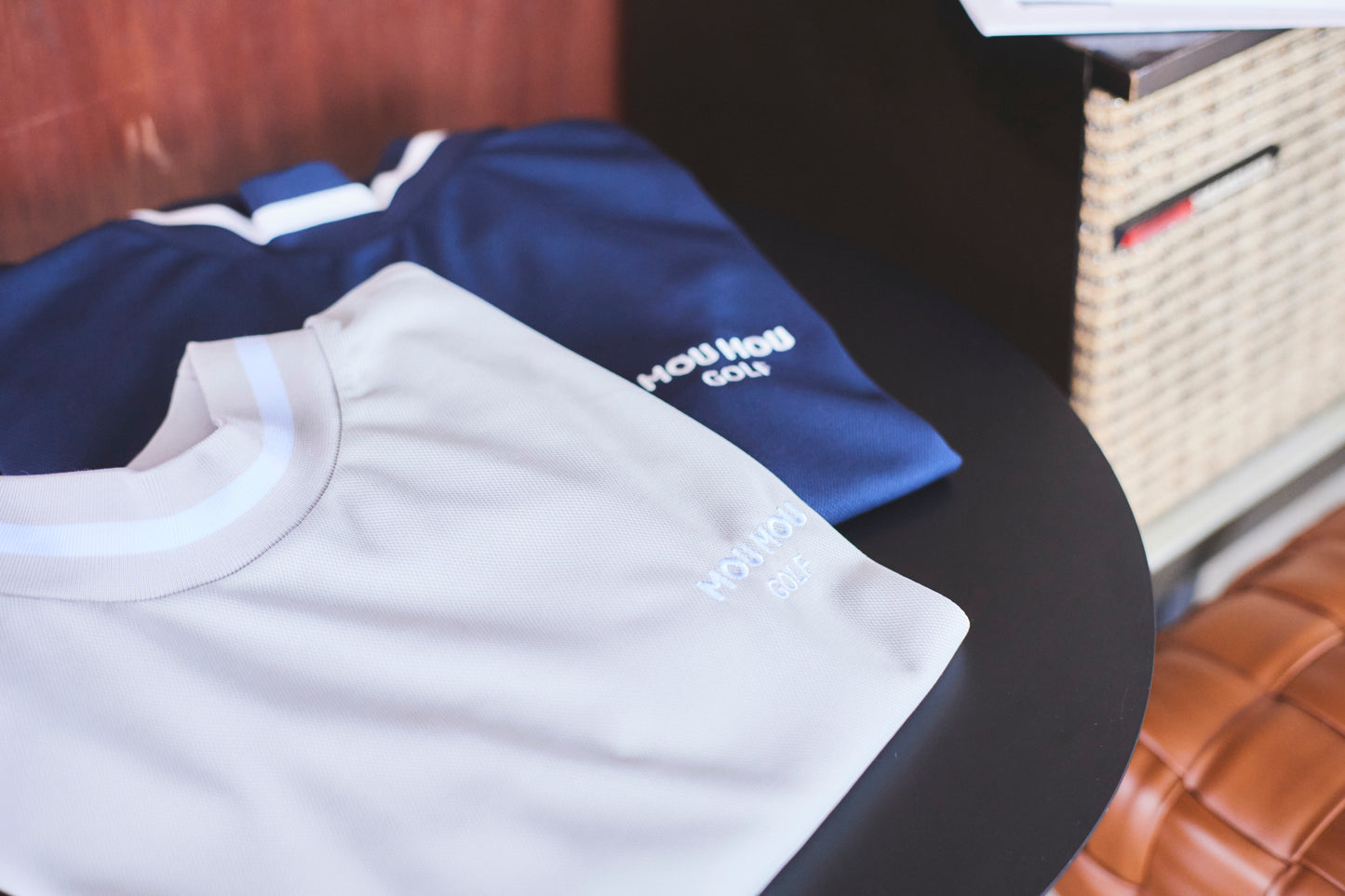 ラインボーダー長袖モックネック