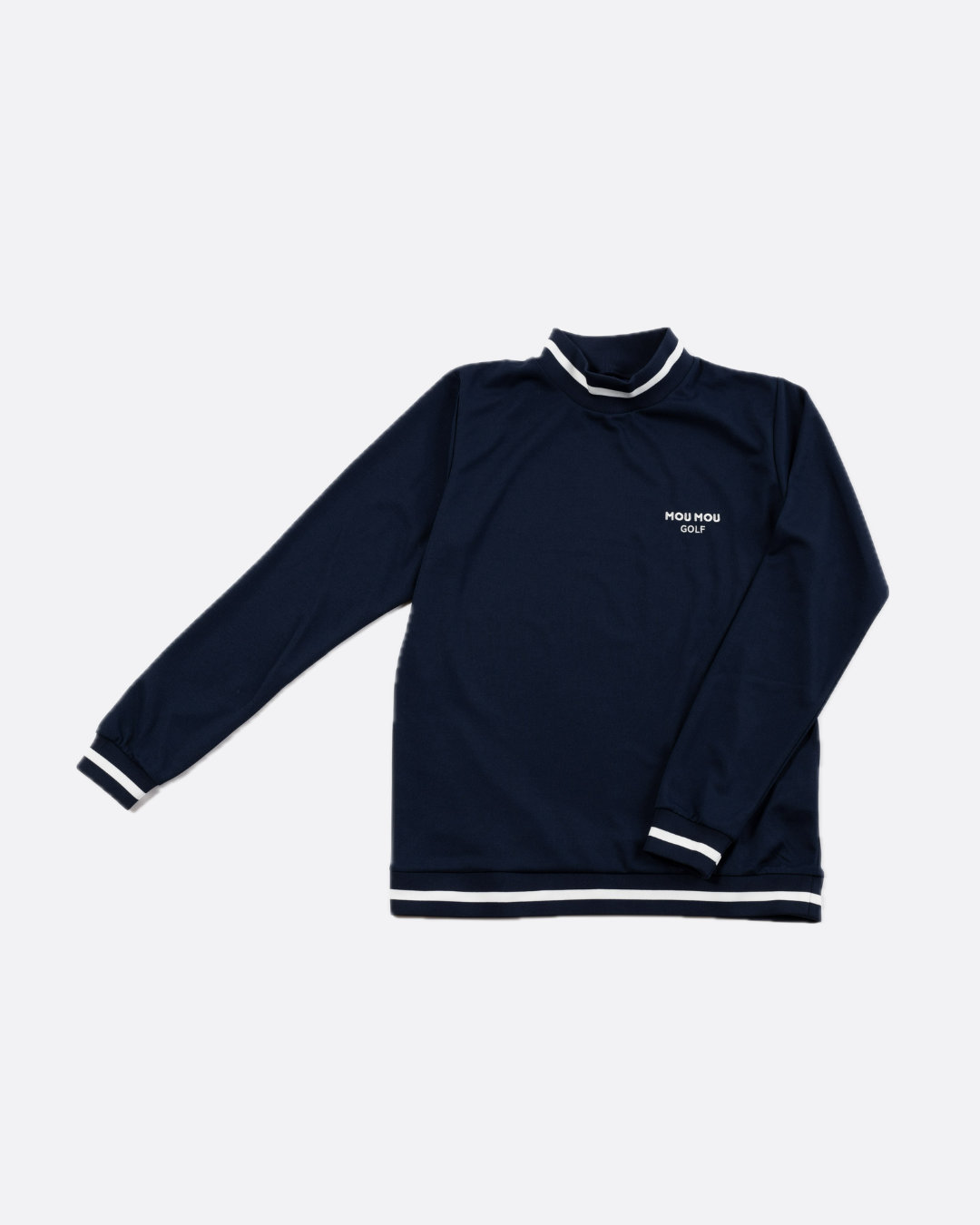 ラインボーダー長袖モックネック