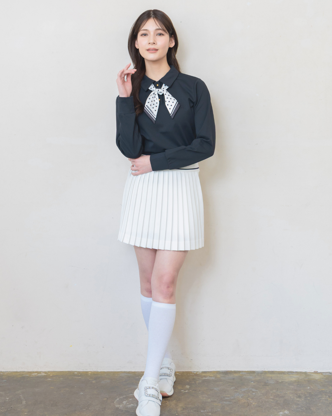 リボン付きUV長袖カットソー