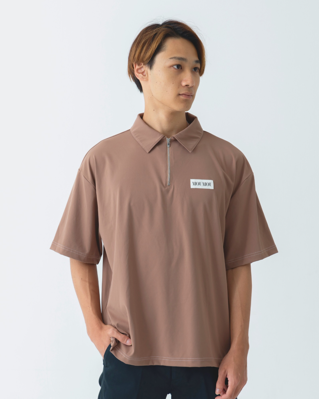 ハーフジップポロシャツ