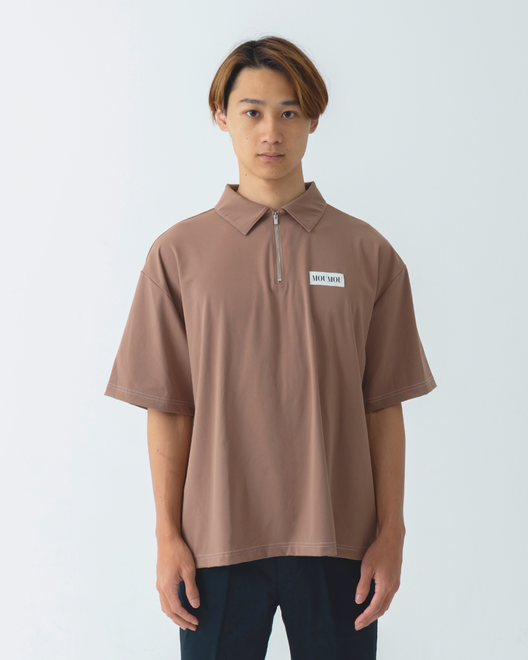 ハーフジップポロシャツ