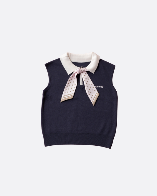 リボン付きノースリーブニット