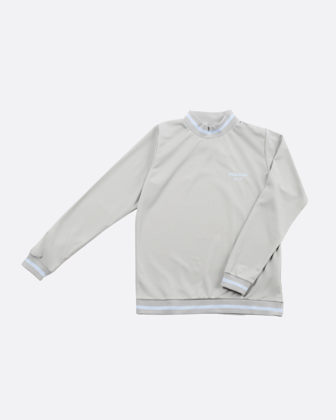 ラインボーダー長袖モックネック